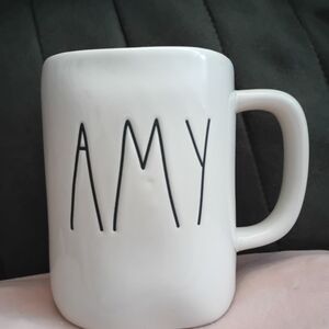 ***SOLD*** White Ceramic Mug with Black Lettering